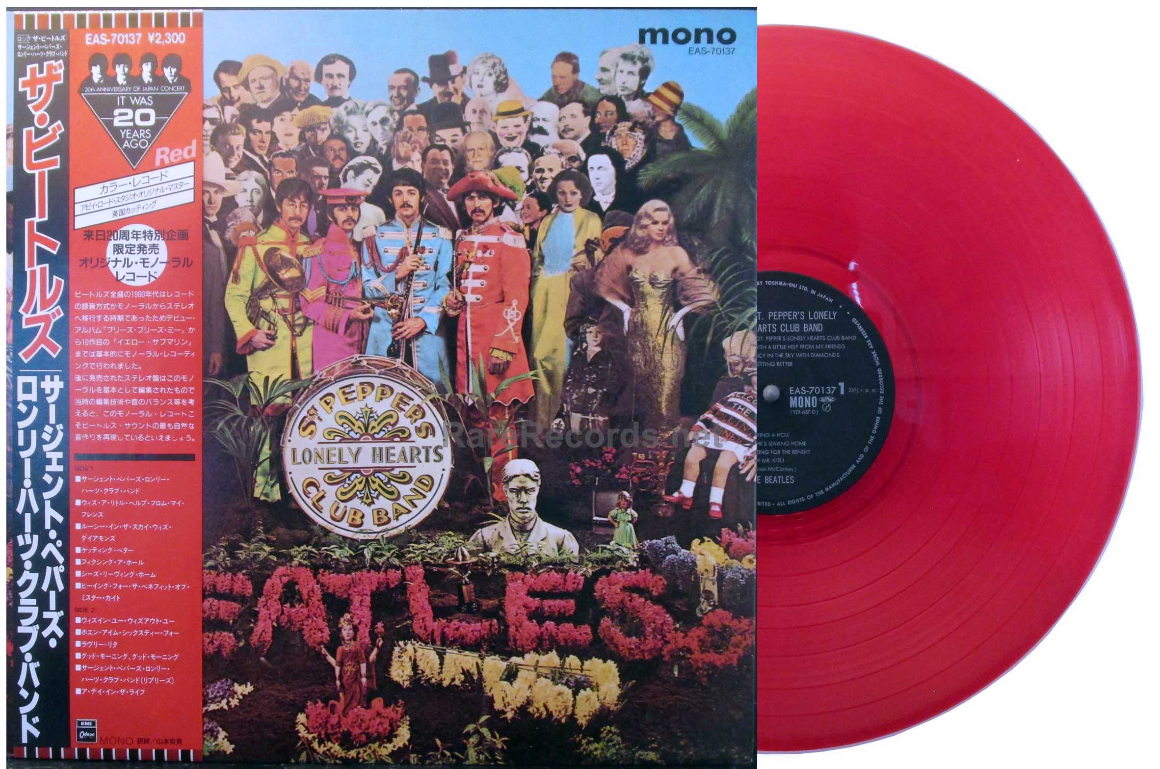 Beatles - Sgt. Pepper 1986 Japan red vinyl mono LP with obi