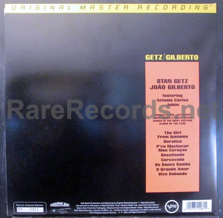 Stan Getz/Joao Gilberto – Getz/Gilberto 1994 U.S. Mobile Fidelity half ...
