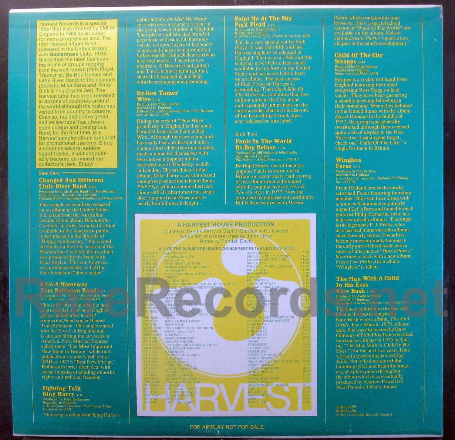 Pink Floyd (Kate Bush) Harvest Sampler 1978 promo-only U.S. LP with rare Pink  Floyd track
