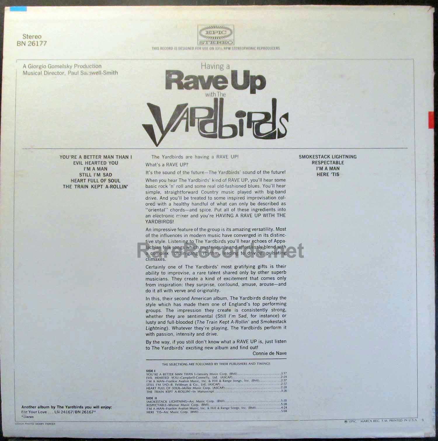 The Yardbirds - Having a Rave up with The Yardbirds LP Cover